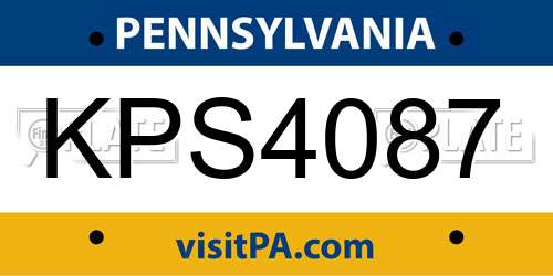 KPS4087 Pennsylvania License Plate