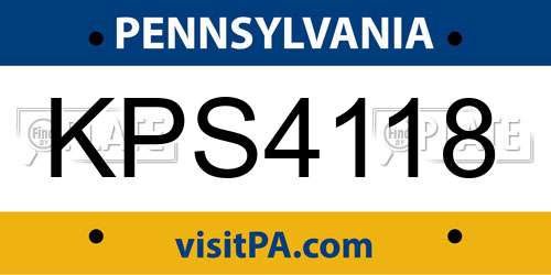 KPS4118 Pennsylvania License Plate