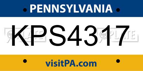 KPS4317 Pennsylvania License Plate