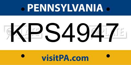 KPS4947 Pennsylvania License Plate