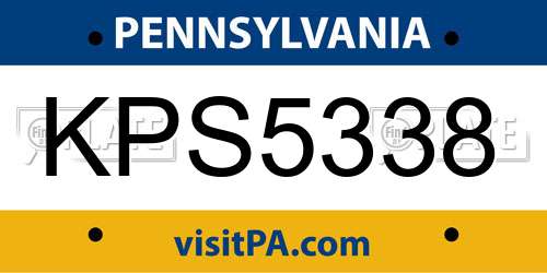 KPS5338 Pennsylvania License Plate