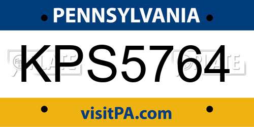 KPS5764 Pennsylvania License Plate