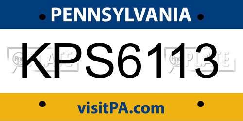 KPS6113 Pennsylvania License Plate