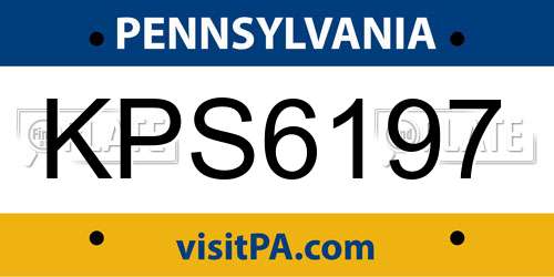 KPS6197 Pennsylvania License Plate