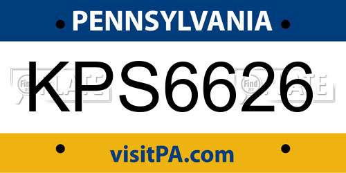 KPS6626 Pennsylvania License Plate