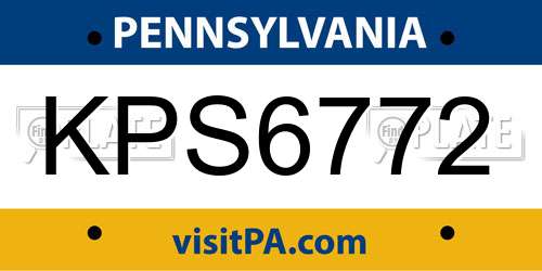 KPS6772 Pennsylvania License Plate