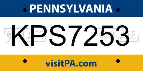 KPS7253 Pennsylvania License Plate