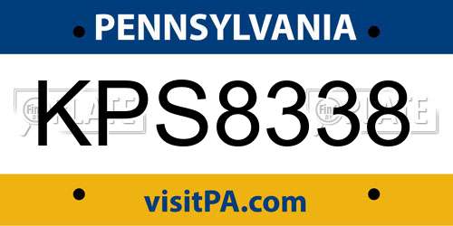 KPS8338 Pennsylvania License Plate