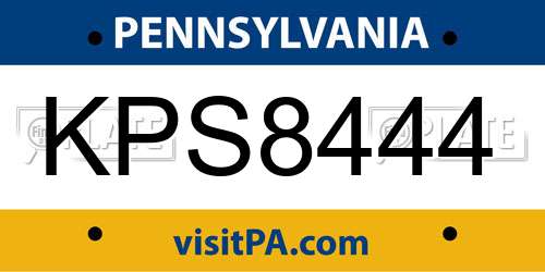 KPS8444 Pennsylvania License Plate