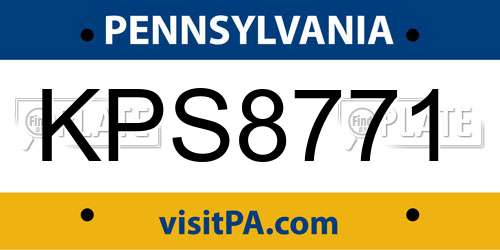 KPS8771 Pennsylvania License Plate