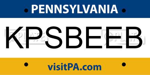 KPSBEEB Pennsylvania License Plate