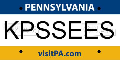 KPSSEES Pennsylvania License Plate