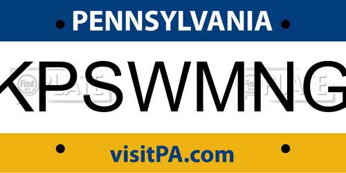 KPSWMNG Pennsylvania License Plate