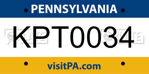 KPT0034 Pennsylvania License Plate