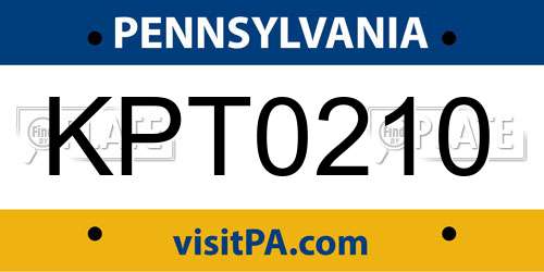 KPT0210 Pennsylvania License Plate