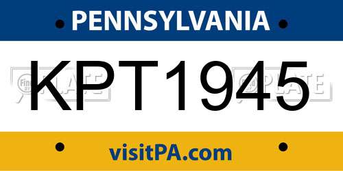 KPT1945 Pennsylvania License Plate