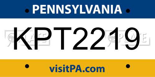 KPT2219 Pennsylvania License Plate