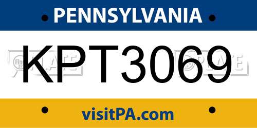 KPT3069 Pennsylvania License Plate