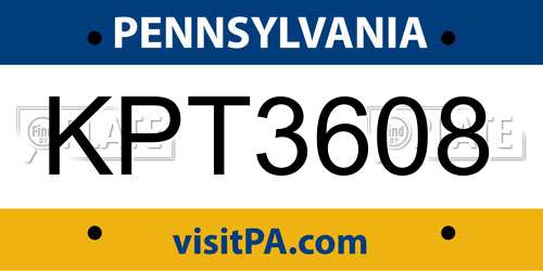 KPT3608 Pennsylvania License Plate