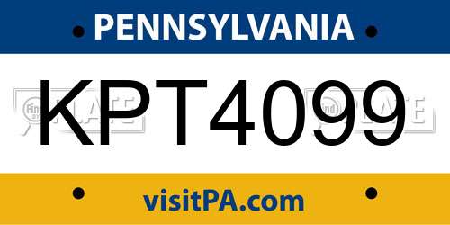 KPT4099 Pennsylvania License Plate