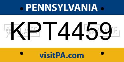 KPT4459 Pennsylvania License Plate