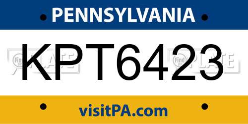 KPT6423 Pennsylvania License Plate