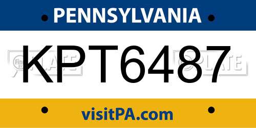 KPT6487 Pennsylvania License Plate