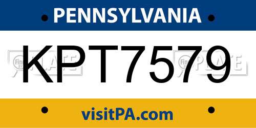 KPT7579 Pennsylvania License Plate