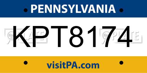 KPT8174 Pennsylvania License Plate
