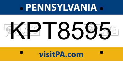 KPT8595 Pennsylvania License Plate