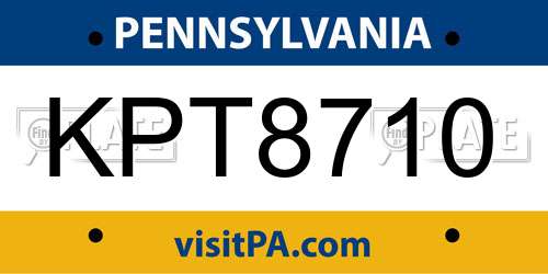 KPT8710 Pennsylvania License Plate