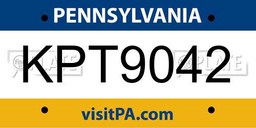 KPT9042 Pennsylvania License Plate