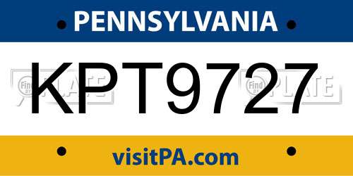 KPT9727 Pennsylvania License Plate