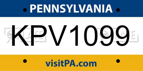 KPV1099 Pennsylvania License Plate