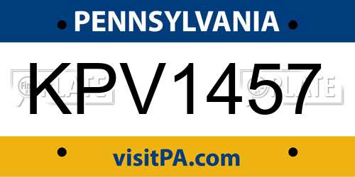 KPV1457 Pennsylvania License Plate