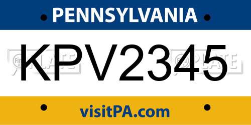 KPV2345 Pennsylvania License Plate