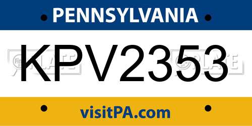 KPV2353 Pennsylvania License Plate