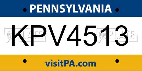 KPV4513 Pennsylvania License Plate