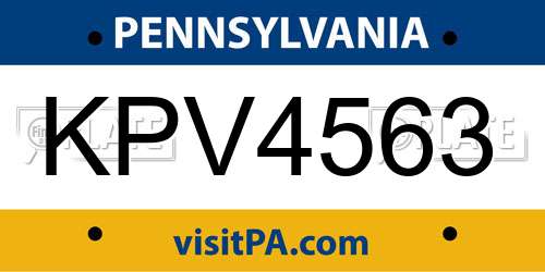 KPV4563 Pennsylvania License Plate