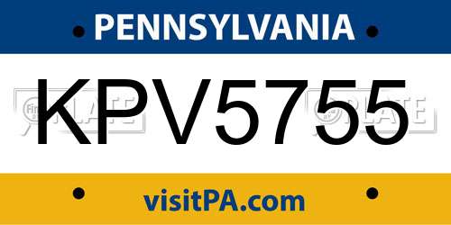 KPV5755 Pennsylvania License Plate