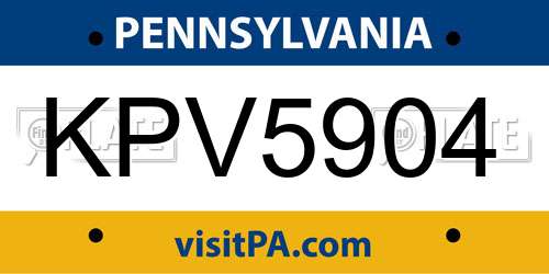 KPV5904 Pennsylvania License Plate