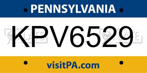 KPV6529 Pennsylvania License Plate
