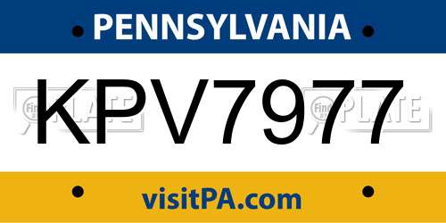 KPV7977 Pennsylvania License Plate