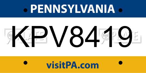 KPV8419 Pennsylvania License Plate