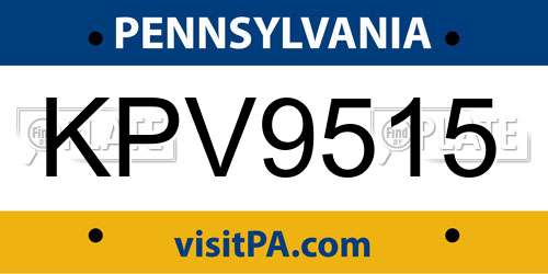 KPV9515 Pennsylvania License Plate