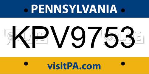 KPV9753 Pennsylvania License Plate