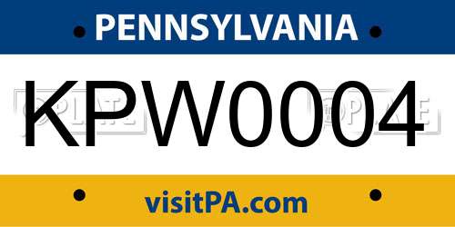 KPW0004 Pennsylvania License Plate