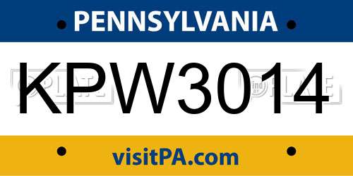KPW3014 Pennsylvania License Plate