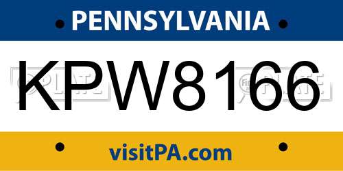 KPW8166 Pennsylvania License Plate