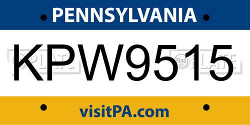 KPW9515 Pennsylvania License Plate